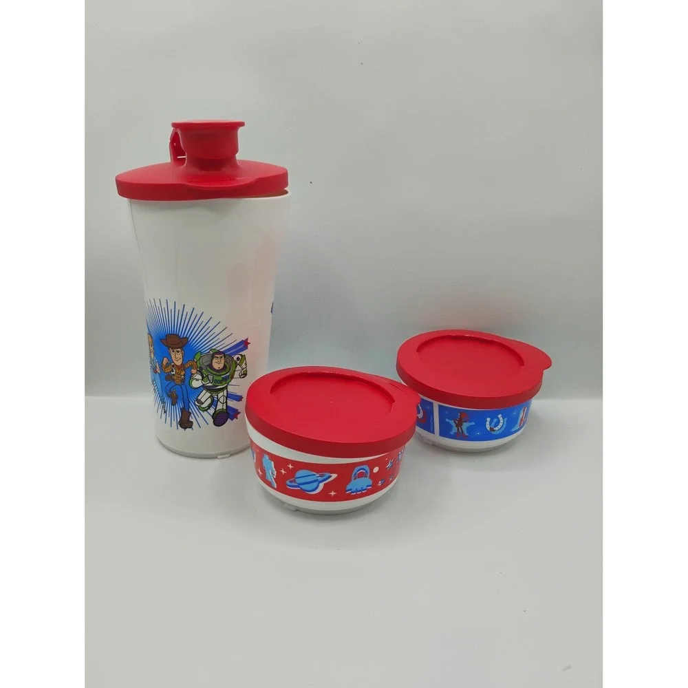 Tupperware Toy Story Snack Set Kids OS White Red Excellent Disney Pixar Woody
